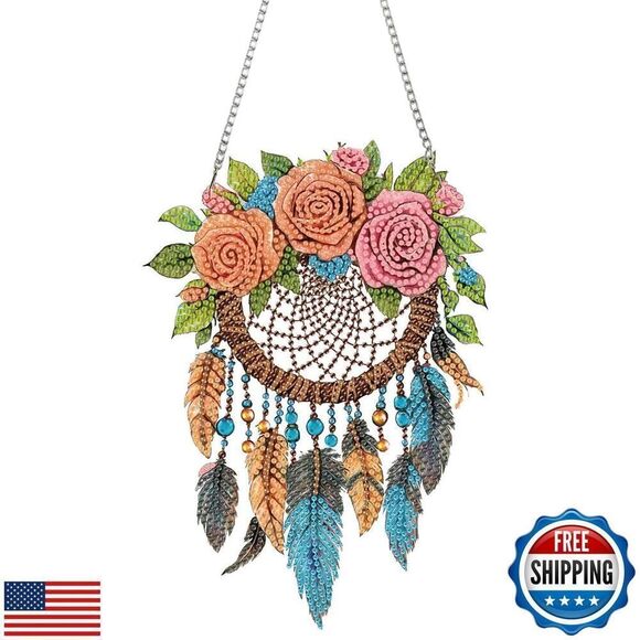 Dream Catcher Diamond Art Hanging Kit, Special Shaped 9.7x6.9 Inch - Picture 1 of 5